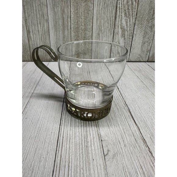 Vintage Disaronno Liquor Cocktail Libbey Glass Cups Metal Handle - Set Of 2 - Picture 2 of 7